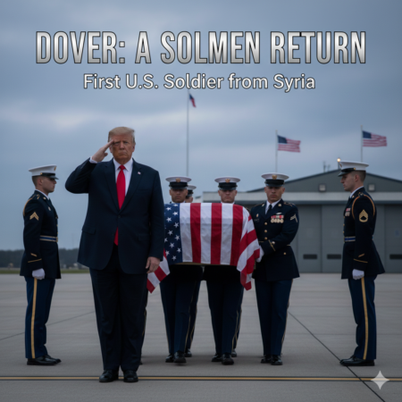 President Trump has just received the first slain U.S. soldier from Syria in Dover, in a dignified transfer
