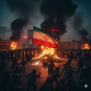 PROTESTS ESCALATE IN IRAN, FIRES ERUPT IN TEHRAN SQUARE